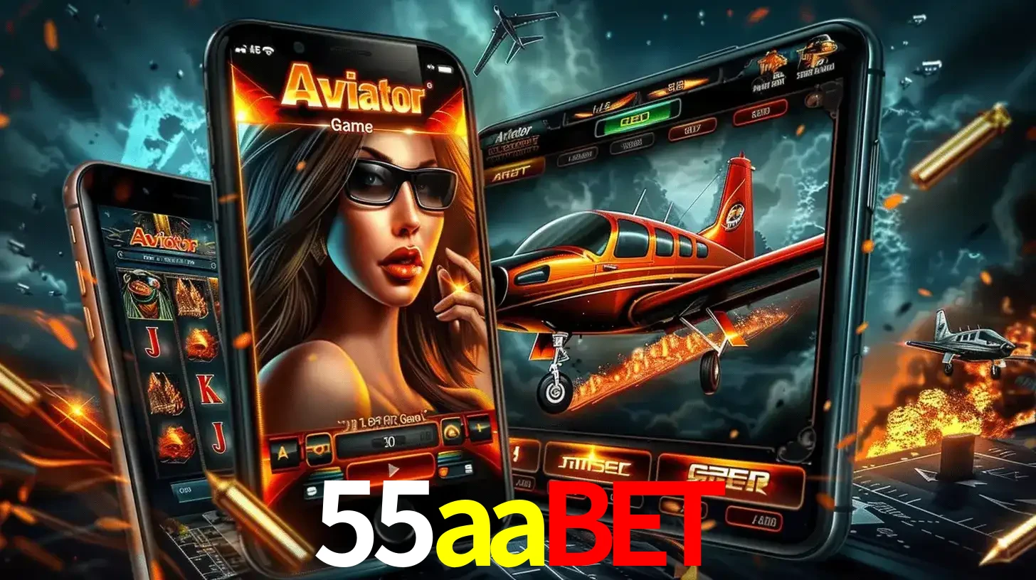 O popular jogo de apostas Aviator exibido em vários celulares e tablets, mostrando a interface emocionante e a ação de voo disponíveis para jogar agora no 55aabet.