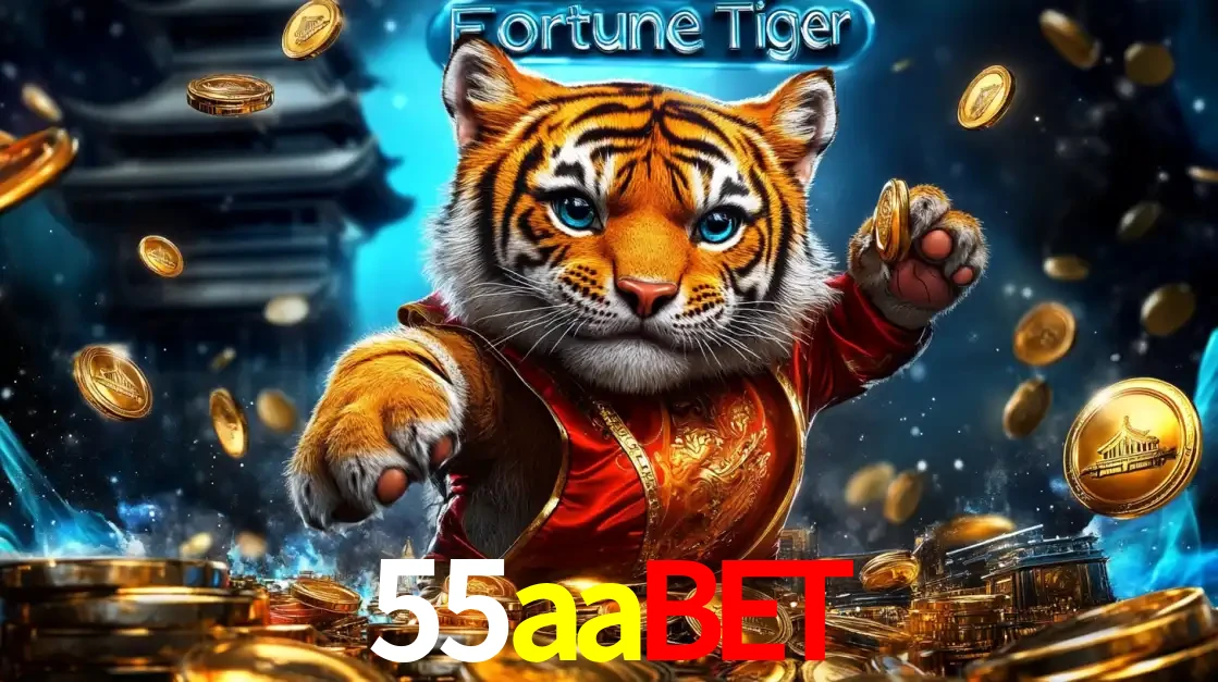 Imagem promocional do jogo de slot Fortune Tiger, com um tigre majestoso em traje tradicional cercado por uma fortuna em moedas de ouro, disponível agora no cassino 55aabet.